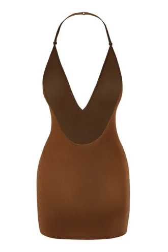 Intimates Vestido corto multiforma de malla suave en color castaño