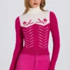 Jersey ajustado de manga larga en rosa magenta