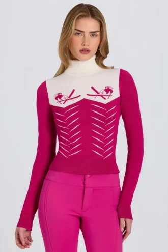 Jersey ajustado de manga larga en rosa magenta