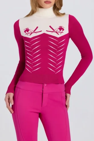 Jersey ajustado de manga larga en rosa magenta