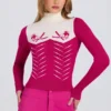 Jersey ajustado de manga larga en rosa magenta