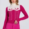 Jersey ajustado de manga larga en rosa magenta