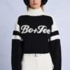 Jersey corto de punto con logo en negro