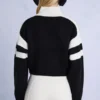 Jersey corto de punto con logo en negro