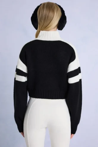 Jersey corto de punto con logo en negro