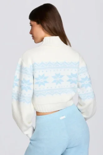Jersey corto de punto jacquard en color marfil