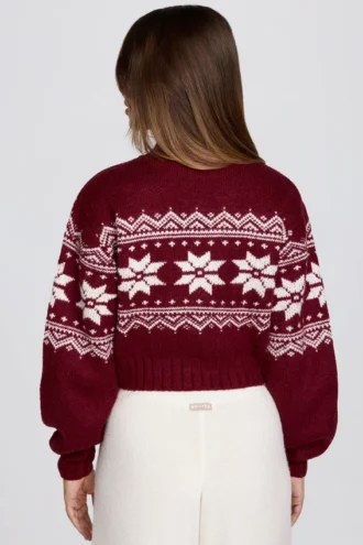 Jersey corto de punto jacquard en rojo carmesí