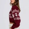 Jersey corto de punto jacquard en rojo carmesí