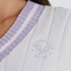 Jersey corto de punto trenzado de algodón en lila y marfil