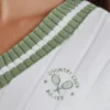 Jersey corto de punto trenzado de algodón en verde marfil