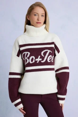 Jersey oversize de cuello alto de punto en color burdeos