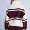 Jersey oversize de cuello alto de punto en color burdeos