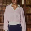 Jersey oversize de cuello en V de jersey de algodón en rosa empolvado