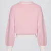 Jersey oversize de cuello en V de jersey de algodón en rosa empolvado
