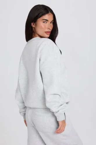 Jersey oversize de cuello redondo en gris jaspeado