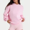 Jersey oversize de punto acanalado en rosa pálido