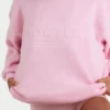 Jersey oversize de punto acanalado en rosa pálido