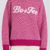 Jersey oversize de punto con logo en rosa magenta
