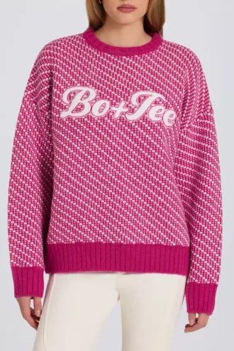 Jersey oversize de punto con logo en rosa magenta
