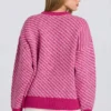 Jersey oversize de punto con logo en rosa magenta