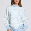 Jersey oversize de punto jacquard en azul claro