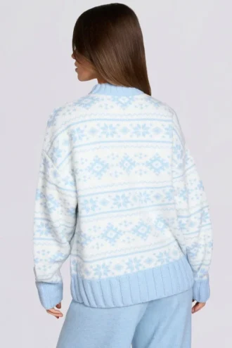 Jersey oversize de punto jacquard en azul claro