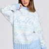 Jersey oversize de punto jacquard en azul claro