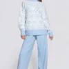 Jersey oversize de punto jacquard en azul claro