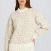 Jersey oversize de punto jacquard en color hielo