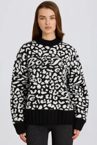 Jersey oversize de punto jacquard en negro