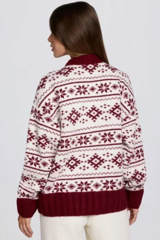 Jersey oversize de punto jacquard en rojo carmesí