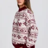 Jersey oversize de punto jacquard en rojo carmesí