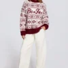 Jersey oversize de punto jacquard en rojo carmesí