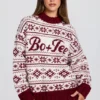 Jersey oversize de punto jacquard en rojo carmesí