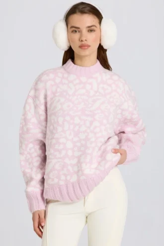 Jersey oversize de punto jacquard en rosa