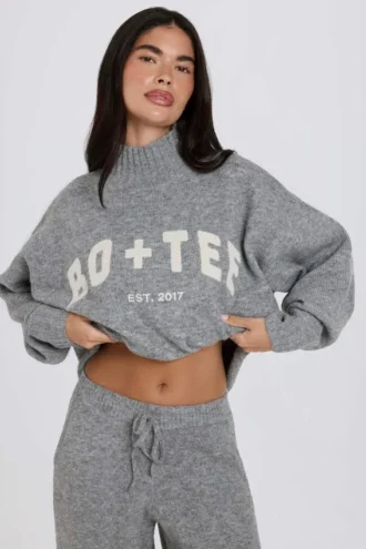 Jersey oversize de punto suave en gris