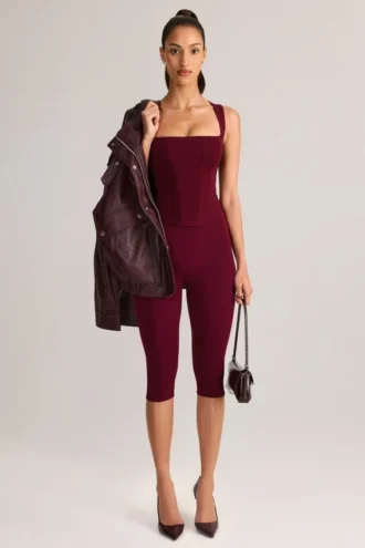 Leggings capri de talle medio Suri Modal en color vino