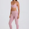 Leggings con estribos y cintura media con vuelta en malva