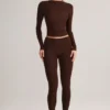 Leggings cortos de talle medio Roux Modal en marrón chocolate