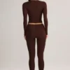 Leggings cortos de talle medio Roux Modal en marrón chocolate