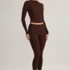 Leggings cortos de talle medio Roux Modal en marrón chocolate