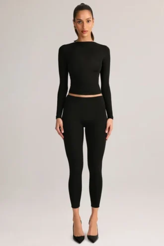 Leggings cortos de talle medio Roux Modal en negro