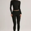Leggings cortos de talle medio Roux Modal en negro