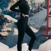 Leggings de capa base sin costuras Super Sculpt en negro