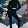 Leggings de capa base sin costuras Super Sculpt en negro