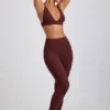 Leggings de cintura alta con canalé de modal Linnea Petite en color espresso