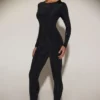 Leggings de cintura alta de jersey con adornos Cassie en negro