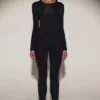 Leggings de cintura alta de jersey con adornos Cassie en negro
