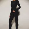 Leggings de cintura alta de jersey con adornos Cassie en negro
