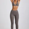 Leggings de cintura alta de modal acanalado Linnea Petite en gris